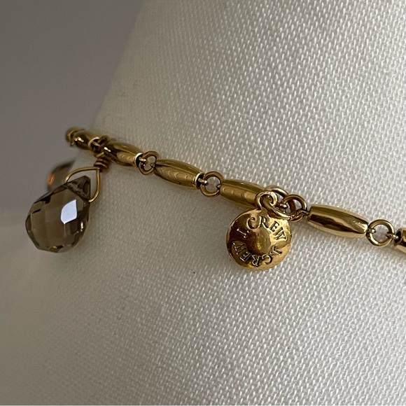 J. CREW GRAY SMOKEY FACETED TEARDROP BEADED GLASS CHARMS 44"-46" LONG GOLD TONE - Picture 2 of 10